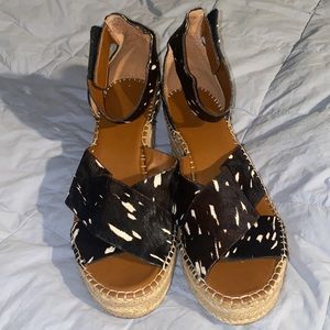 Franco Sarto Leather Print Wedges